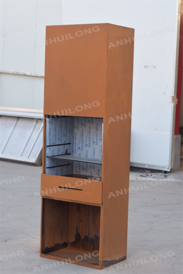 Entertain used corten steel firepalce with bbq grilling function