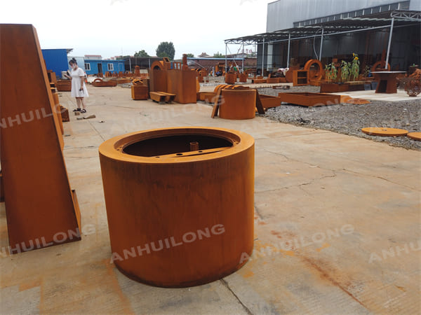 Round Natural Rusty Color Corten Steel Planter Pot