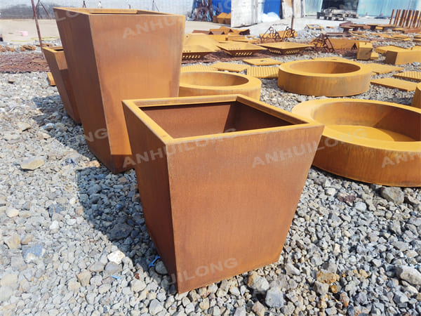 The AHL Cubic Corten Steel Planter Pot With Different Size