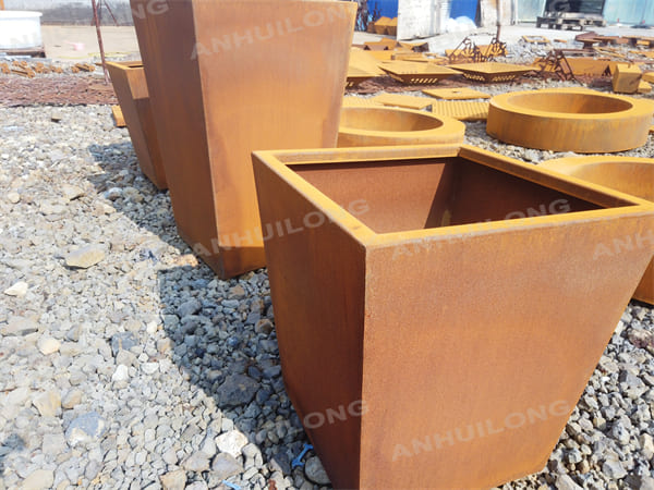 The AHL Cubic Corten Steel Planter Pot With Different Size