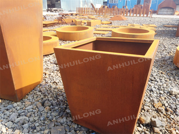 Cute Small Square Corten Steel Planter Pot