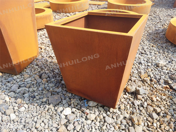 Cute Small Square Corten Steel Planter Pot