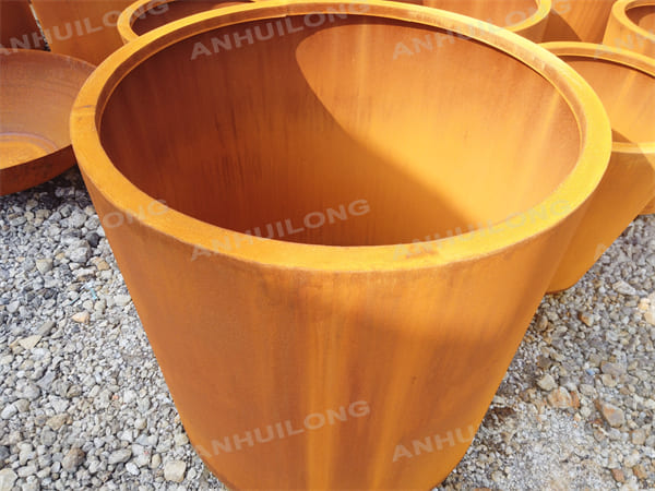 Round Corten Steel Planter Pot