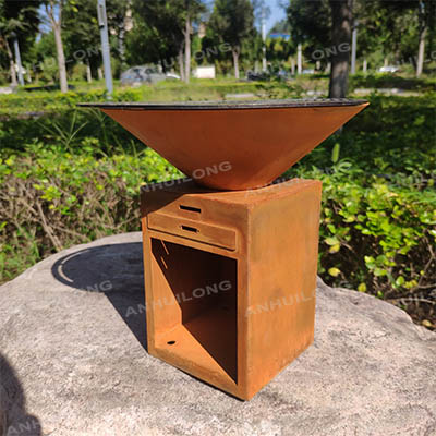 Customized Rust Corten Steel bbq grill For Outdoor Cooking