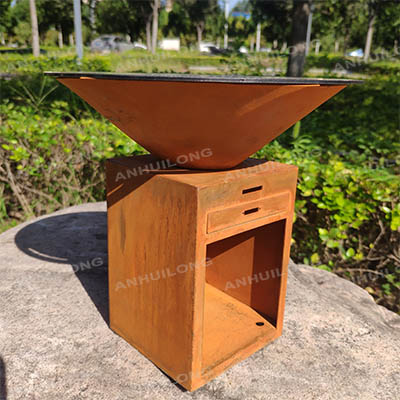 Customized Rust Corten Steel bbq grill For Outdoor Cooking
