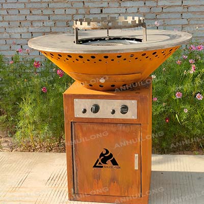 High Quality Black Painted Corten Steel bbq Outdoor Kitchen Near Me America