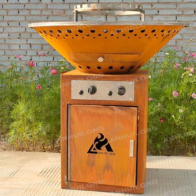 High Quality Black Painted Corten Steel bbq Outdoor Kitchen Near Me America