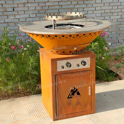 High Quality Black Painted Corten Steel bbq Outdoor Kitchen Near Me America