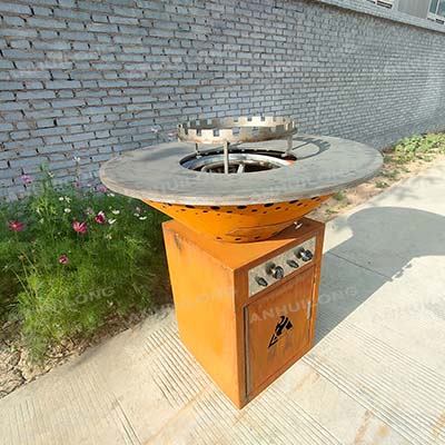 High Quality Black Painted Corten Steel bbq Outdoor Kitchen Near Me America