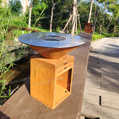 Nostalgia Round Corten BBQ Outdoor With Removable Center