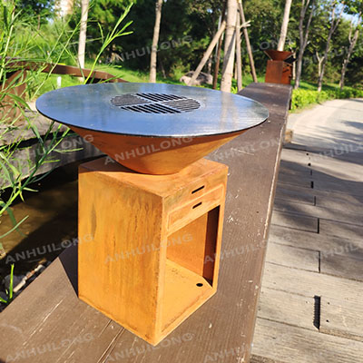 Nostalgia Round Corten BBQ Outdoor With Removable Center