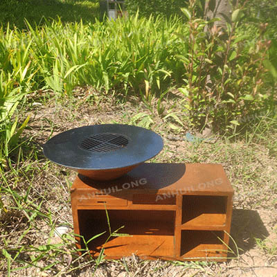 Rustic Style Round Corten BBQ Outdoor For sale