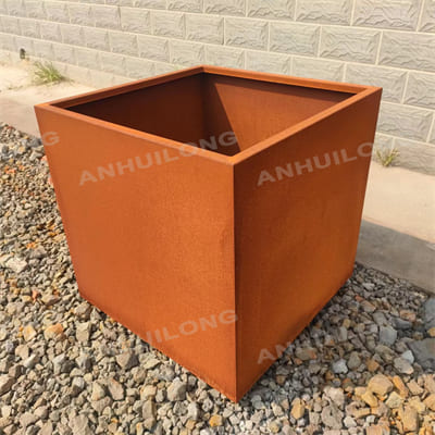 Stable maintenance free corten steel planter