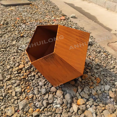 Stable maintenance free corten steel planter