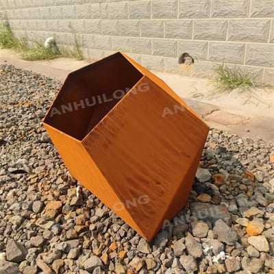 Stable maintenance free corten steel planter