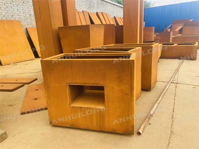 corten steel trough planter box