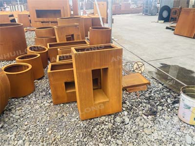 corten steel trough planter box