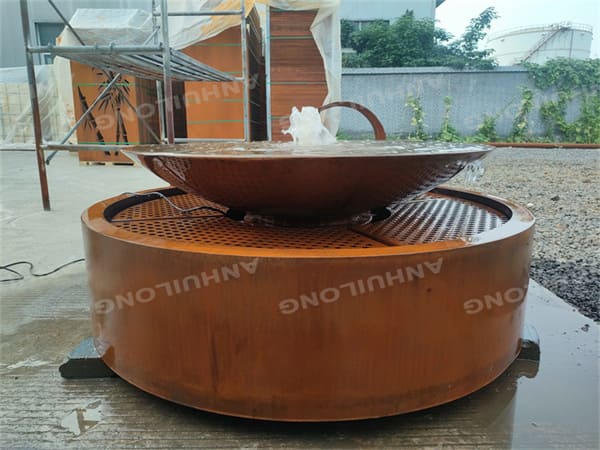 Nature Style corten steel water bowl For Gardening Articles