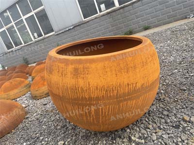 Environmentally friendly corten steel flower pot for Landscaping design