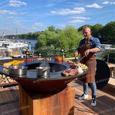 Heavy-Duty Black Painted Corten Steel bbq Outdoor Kitchen Near Me