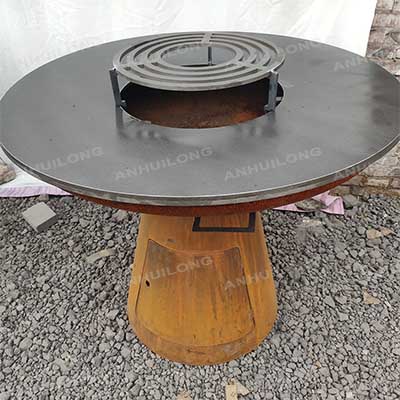 Multifunctional Camping Round Corten Steel bbq grill