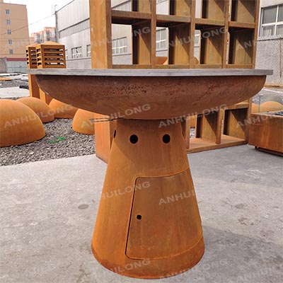 Multifunctional Camping Round Corten Steel bbq grill