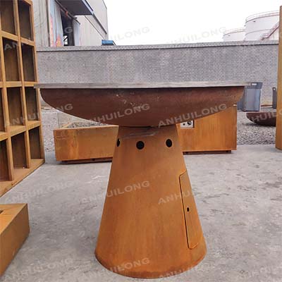 Multifunctional Camping Round Corten Steel bbq grill