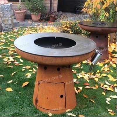 Multifunctional Camping Round Corten Steel bbq grill