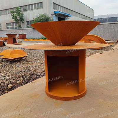 Rustic Style Round Corten BBQ Outdoor For sale