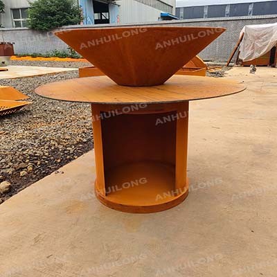 Rustic Style Round Corten BBQ Outdoor For sale