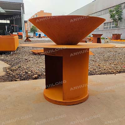 Rustic Style Round Corten BBQ Outdoor For sale