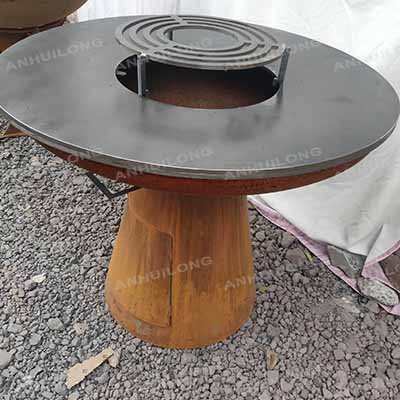 Garden DIY fire pit table brazier with BBQ grill