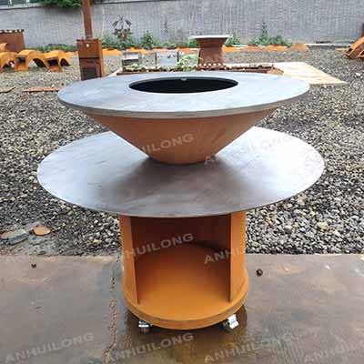Garden DIY fire pit table brazier with BBQ grill