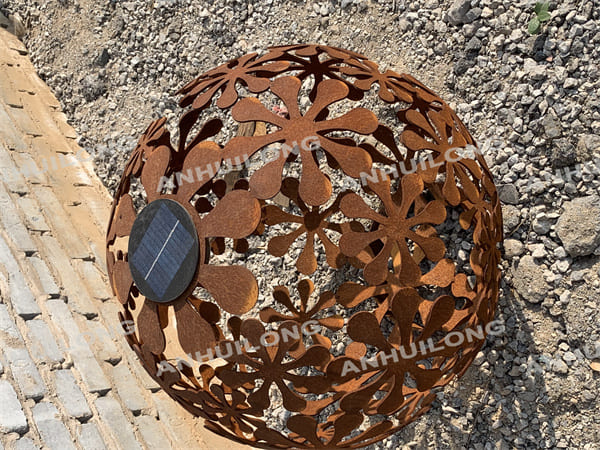 Laser Cut Corten Steel Fireball Rusty Metal Yard Art