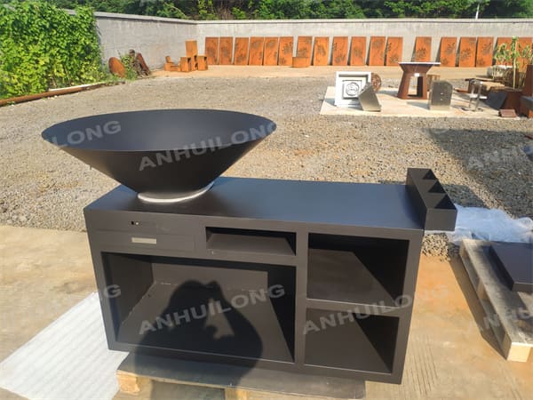 modern charcoal corten steel barbecue grill for outdoor with wheels