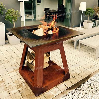 Multifunctional Camping Rust Corten Steel bbq grill For Outdoor Cooking
