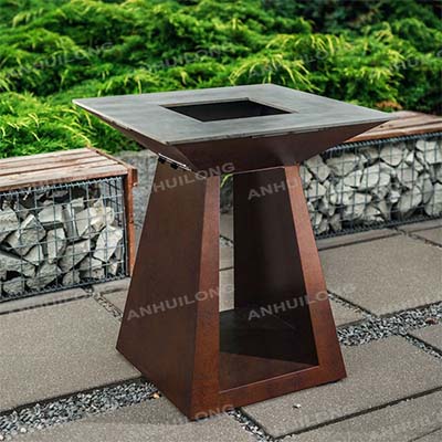 Outdoor Camping Rust CortenSteel Firepit Table