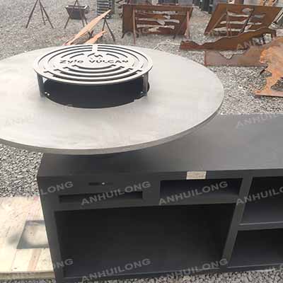 modern charcoal corten steel barbecue grill for outdoor with wheels