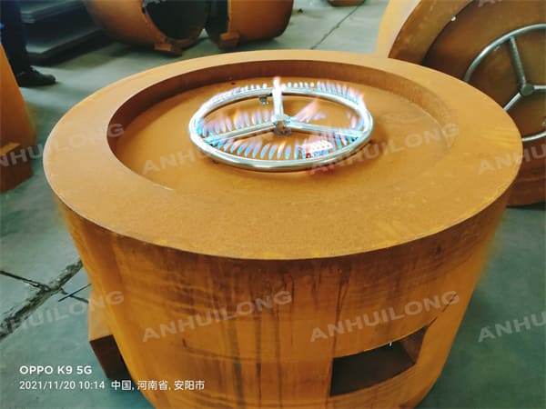 Vintage Style Corten Steel Round Gas Fire Pit