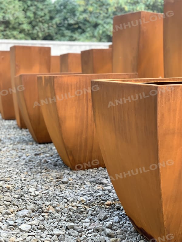 Industrial Landscape corten steel flower pot Manufacturer