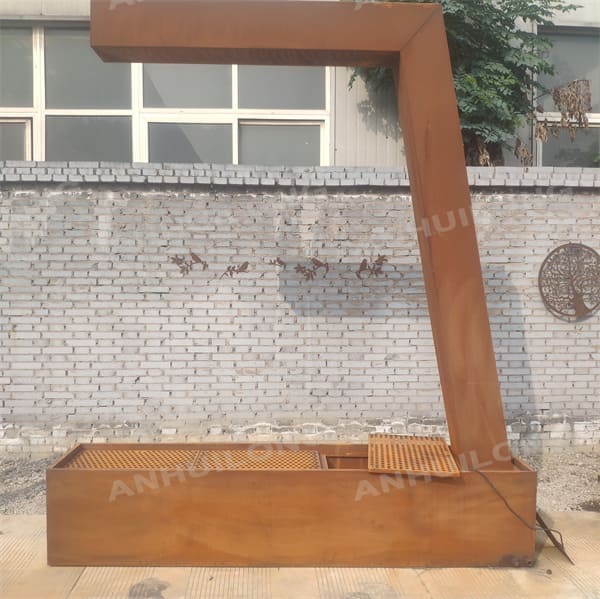 economic and durable corten steel water feature for landscape design