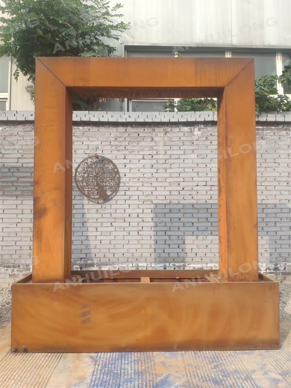 No maintenance corten steel water fountain for outdoor furniture