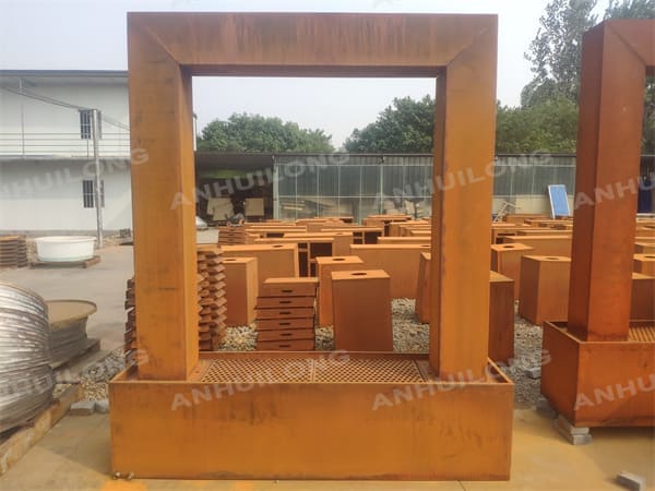 No maintenance corten steel water fountain for outdoor furniture