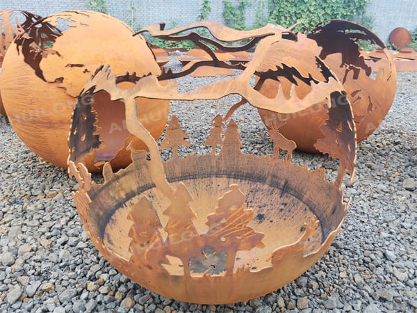 Round Fire Pit Fireball Pattern Laser Cut