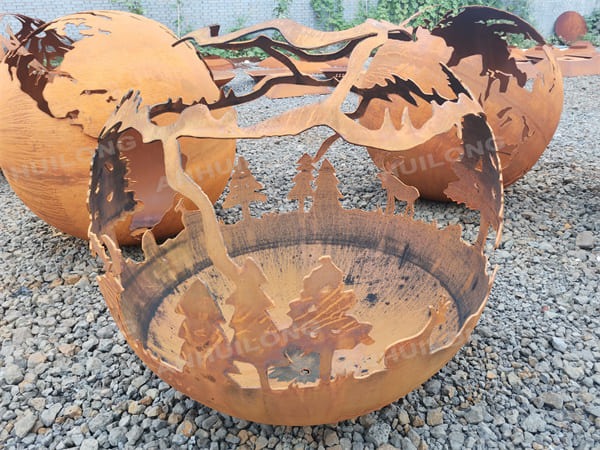 Round Fire Pit Fireball Pattern Laser Cut