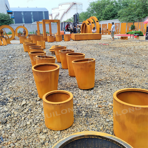 corten steel modern large outdoor metal planter pot