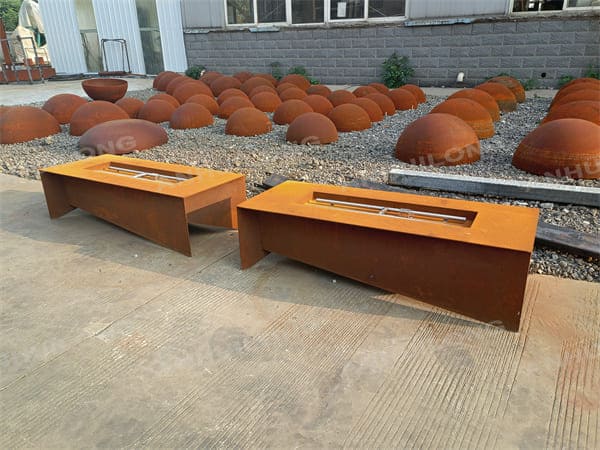 corten steel gas fire pit for garden or yard