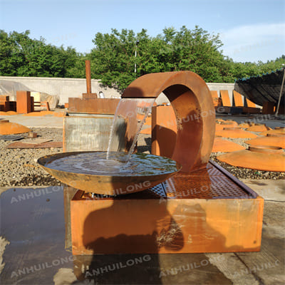 Eye-catching corten steel water feature For Ornamental Garden