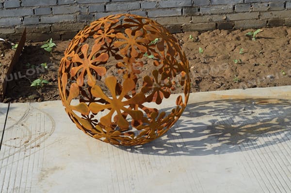 Natural color corten steel fire spheres for yard