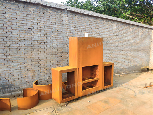 corten steel fireplace for outdoor used